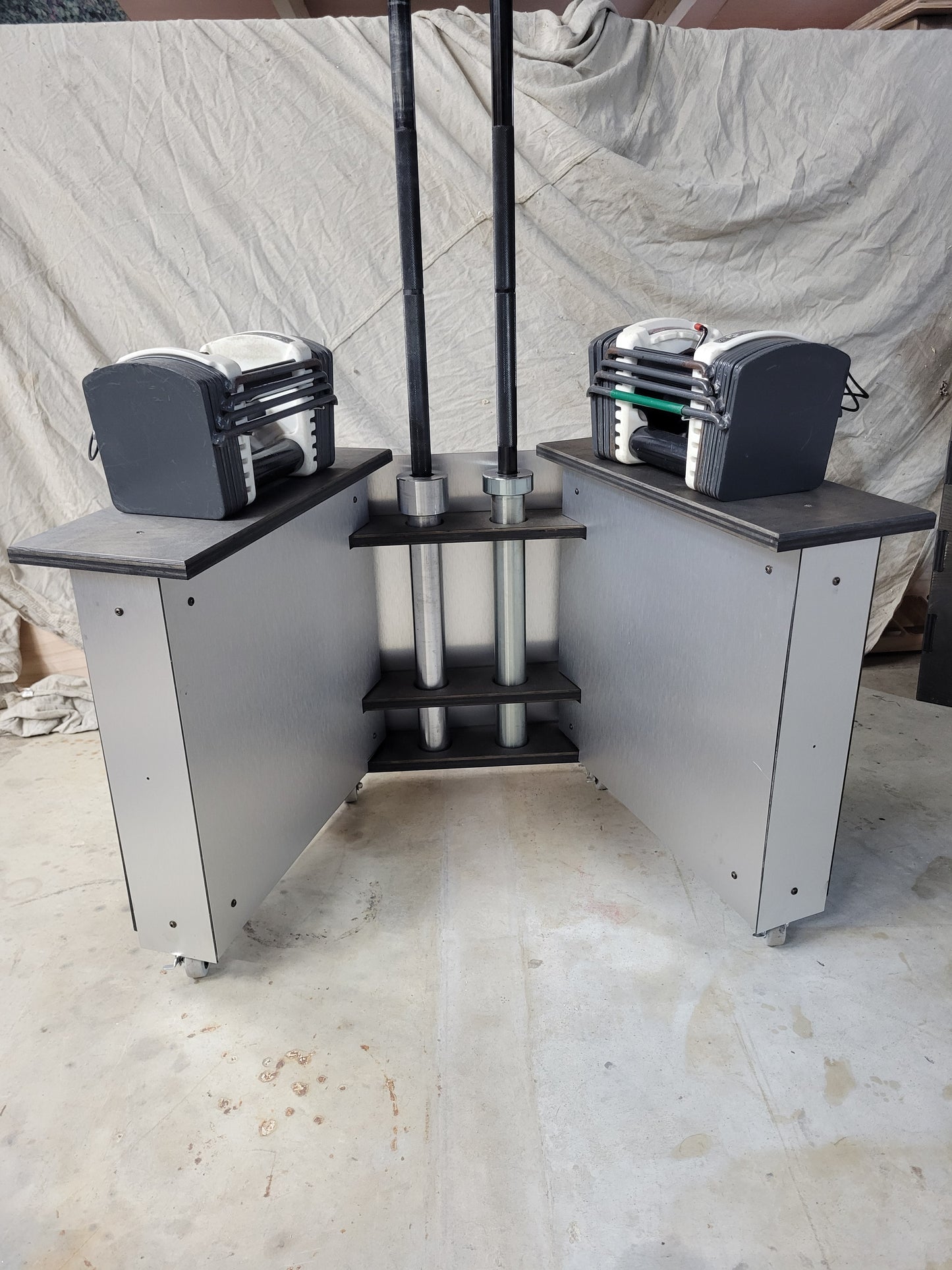 Rolling Adjustable Dumbbell Cart