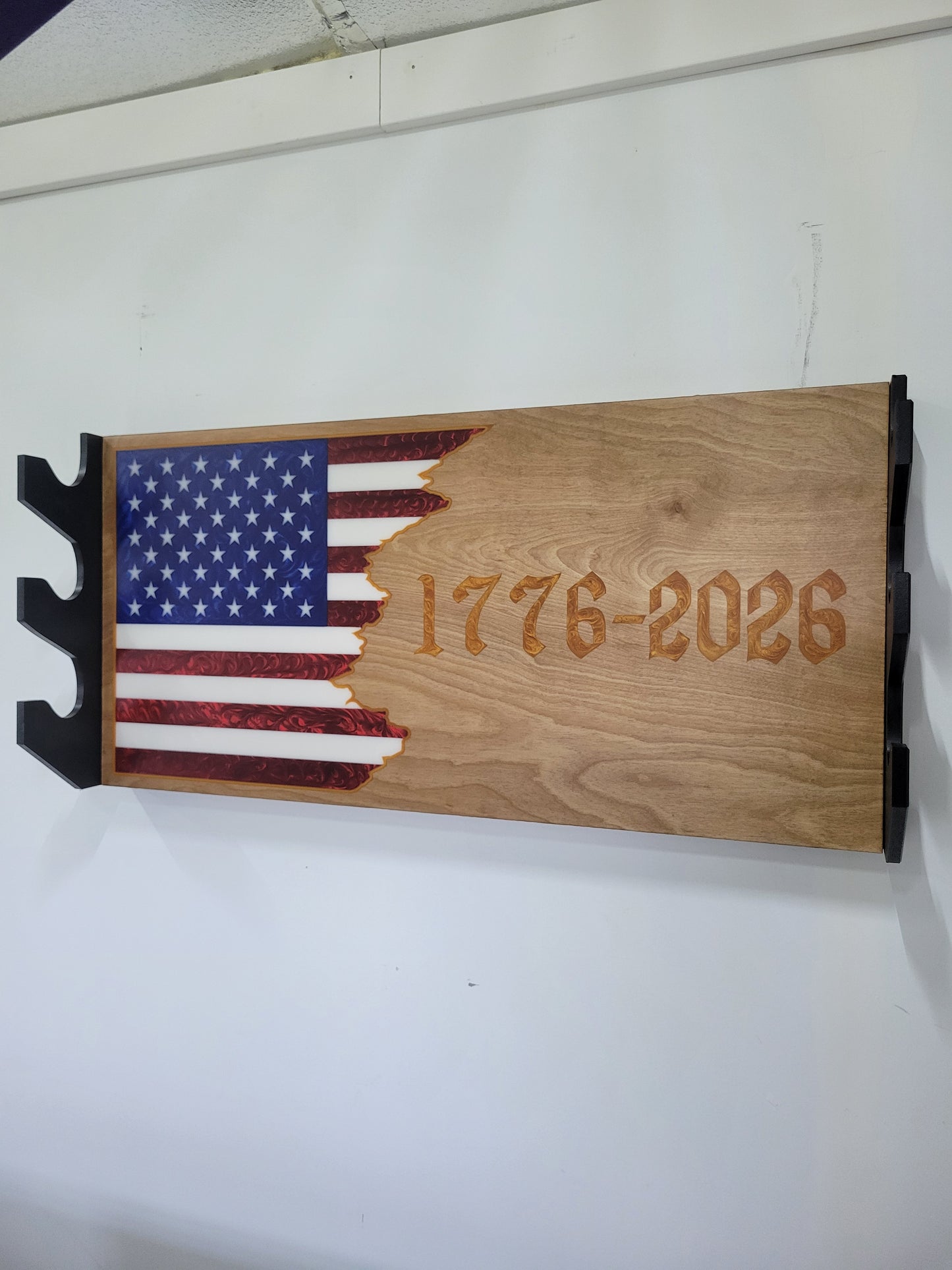 Limited Edition Tattered Flag 1776-2026 3-Tier Barbell Rack